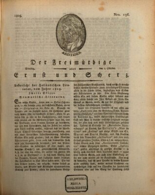 Der Freimüthige oder Ernst und Scherz (Der Freimüthige oder Unterhaltungsblatt für gebildete, unbefangene Leser) Dienstag 1. Oktober 1805