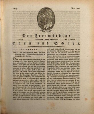 Der Freimüthige oder Ernst und Scherz (Der Freimüthige oder Unterhaltungsblatt für gebildete, unbefangene Leser) Dienstag 15. Oktober 1805