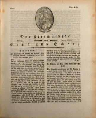 Der Freimüthige oder Ernst und Scherz (Der Freimüthige oder Unterhaltungsblatt für gebildete, unbefangene Leser) Montag 21. Oktober 1805