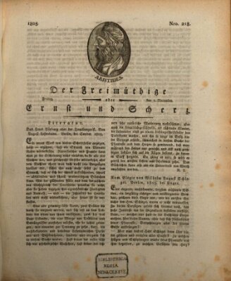 Der Freimüthige oder Ernst und Scherz (Der Freimüthige oder Unterhaltungsblatt für gebildete, unbefangene Leser) Freitag 1. November 1805