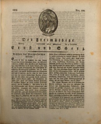 Der Freimüthige oder Ernst und Scherz (Der Freimüthige oder Unterhaltungsblatt für gebildete, unbefangene Leser) Montag 4. November 1805