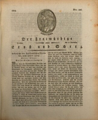 Der Freimüthige oder Ernst und Scherz (Der Freimüthige oder Unterhaltungsblatt für gebildete, unbefangene Leser) Dienstag 12. November 1805