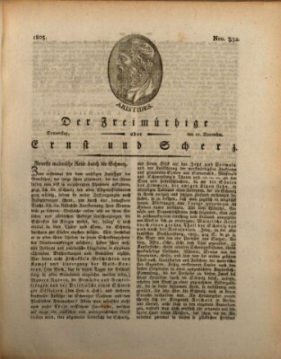 Der Freimüthige oder Ernst und Scherz (Der Freimüthige oder Unterhaltungsblatt für gebildete, unbefangene Leser) Donnerstag 21. November 1805