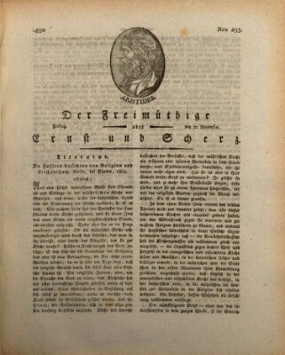 Der Freimüthige oder Ernst und Scherz (Der Freimüthige oder Unterhaltungsblatt für gebildete, unbefangene Leser) Freitag 22. November 1805