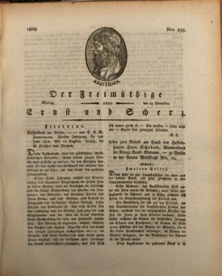 Der Freimüthige oder Ernst und Scherz (Der Freimüthige oder Unterhaltungsblatt für gebildete, unbefangene Leser) Montag 25. November 1805