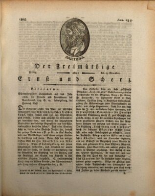 Der Freimüthige oder Ernst und Scherz (Der Freimüthige oder Unterhaltungsblatt für gebildete, unbefangene Leser) Freitag 29. November 1805