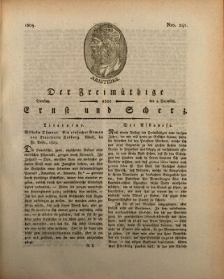 Der Freimüthige oder Ernst und Scherz (Der Freimüthige oder Unterhaltungsblatt für gebildete, unbefangene Leser) Dienstag 3. Dezember 1805