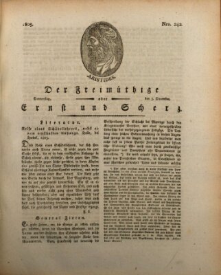 Der Freimüthige oder Ernst und Scherz (Der Freimüthige oder Unterhaltungsblatt für gebildete, unbefangene Leser) Donnerstag 5. Dezember 1805