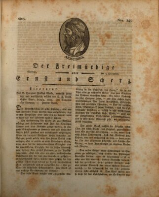 Der Freimüthige oder Ernst und Scherz (Der Freimüthige oder Unterhaltungsblatt für gebildete, unbefangene Leser) Montag 9. Dezember 1805