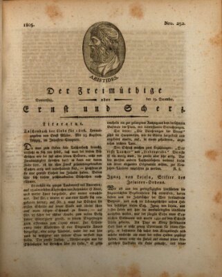 Der Freimüthige oder Ernst und Scherz (Der Freimüthige oder Unterhaltungsblatt für gebildete, unbefangene Leser) Donnerstag 19. Dezember 1805