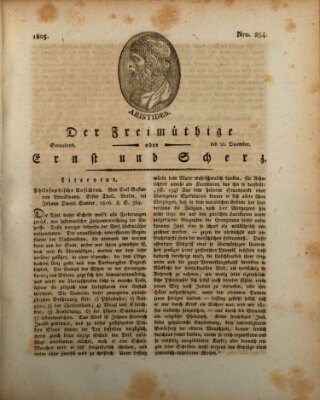 Der Freimüthige oder Ernst und Scherz (Der Freimüthige oder Unterhaltungsblatt für gebildete, unbefangene Leser) Samstag 21. Dezember 1805