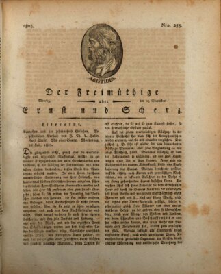 Der Freimüthige oder Ernst und Scherz (Der Freimüthige oder Unterhaltungsblatt für gebildete, unbefangene Leser) Montag 23. Dezember 1805