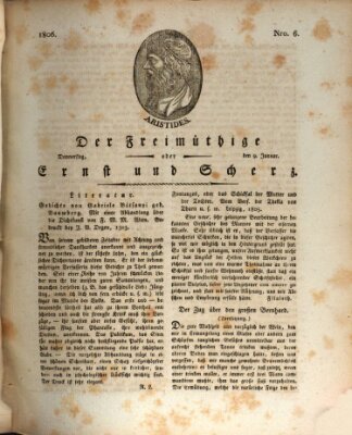 Der Freimüthige oder Ernst und Scherz (Der Freimüthige oder Unterhaltungsblatt für gebildete, unbefangene Leser) Donnerstag 9. Januar 1806