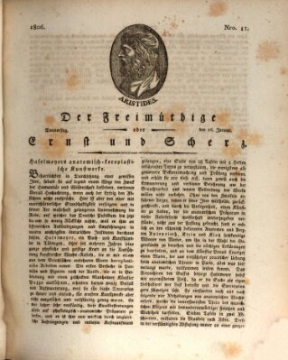 Der Freimüthige oder Ernst und Scherz (Der Freimüthige oder Unterhaltungsblatt für gebildete, unbefangene Leser) Donnerstag 16. Januar 1806