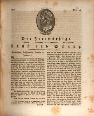 Der Freimüthige oder Ernst und Scherz (Der Freimüthige oder Unterhaltungsblatt für gebildete, unbefangene Leser) Montag 3. Februar 1806