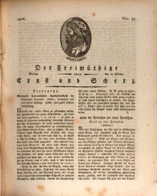 Der Freimüthige oder Ernst und Scherz (Der Freimüthige oder Unterhaltungsblatt für gebildete, unbefangene Leser) Montag 17. Februar 1806