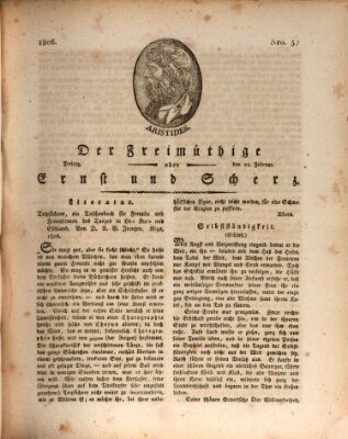 Der Freimüthige oder Ernst und Scherz (Der Freimüthige oder Unterhaltungsblatt für gebildete, unbefangene Leser) Freitag 21. Februar 1806