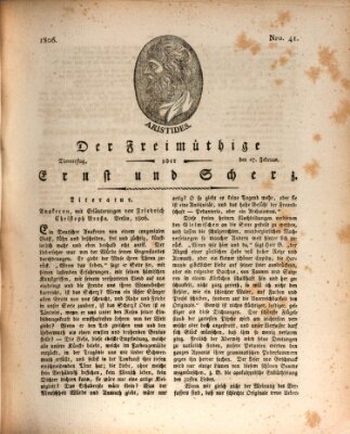 Der Freimüthige oder Ernst und Scherz (Der Freimüthige oder Unterhaltungsblatt für gebildete, unbefangene Leser) Donnerstag 27. Februar 1806