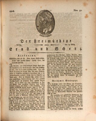 Der Freimüthige oder Ernst und Scherz (Der Freimüthige oder Unterhaltungsblatt für gebildete, unbefangene Leser) Freitag 14. März 1806