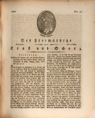 Der Freimüthige oder Ernst und Scherz (Der Freimüthige oder Unterhaltungsblatt für gebildete, unbefangene Leser) Samstag 15. März 1806