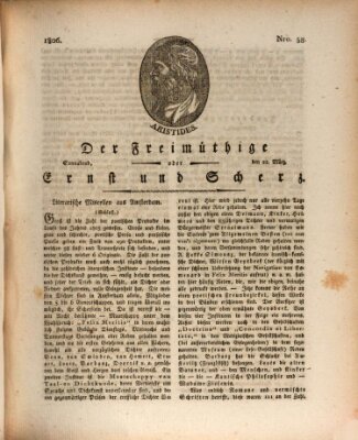 Der Freimüthige oder Ernst und Scherz (Der Freimüthige oder Unterhaltungsblatt für gebildete, unbefangene Leser) Samstag 22. März 1806