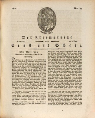 Der Freimüthige oder Ernst und Scherz (Der Freimüthige oder Unterhaltungsblatt für gebildete, unbefangene Leser) Samstag 3. Mai 1806