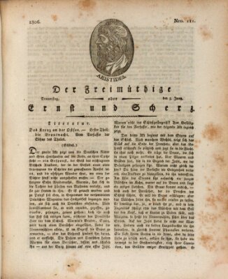 Der Freimüthige oder Ernst und Scherz (Der Freimüthige oder Unterhaltungsblatt für gebildete, unbefangene Leser) Donnerstag 5. Juni 1806