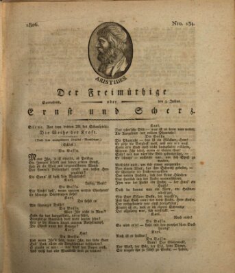 Der Freimüthige oder Ernst und Scherz (Der Freimüthige oder Unterhaltungsblatt für gebildete, unbefangene Leser) Samstag 5. Juli 1806