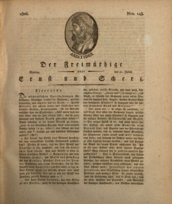 Der Freimüthige oder Ernst und Scherz (Der Freimüthige oder Unterhaltungsblatt für gebildete, unbefangene Leser) Montag 21. Juli 1806