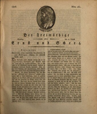 Der Freimüthige oder Ernst und Scherz (Der Freimüthige oder Unterhaltungsblatt für gebildete, unbefangene Leser) Dienstag 12. August 1806