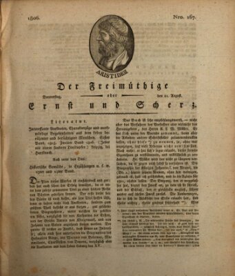 Der Freimüthige oder Ernst und Scherz (Der Freimüthige oder Unterhaltungsblatt für gebildete, unbefangene Leser) Donnerstag 21. August 1806