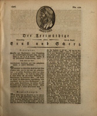 Der Freimüthige oder Ernst und Scherz (Der Freimüthige oder Unterhaltungsblatt für gebildete, unbefangene Leser) Donnerstag 28. August 1806