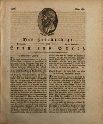 Der Freimüthige oder Ernst und Scherz (Der Freimüthige oder Unterhaltungsblatt für gebildete, unbefangene Leser) Samstag 13. September 1806