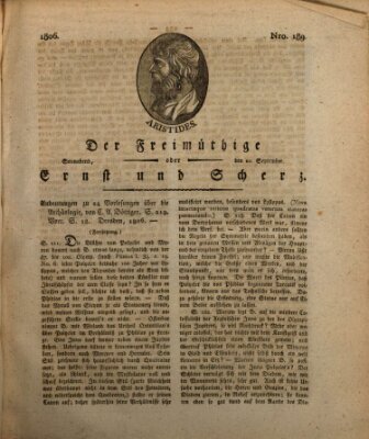 Der Freimüthige oder Ernst und Scherz (Der Freimüthige oder Unterhaltungsblatt für gebildete, unbefangene Leser) Samstag 20. September 1806