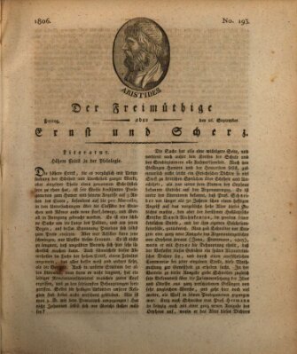 Der Freimüthige oder Ernst und Scherz (Der Freimüthige oder Unterhaltungsblatt für gebildete, unbefangene Leser) Freitag 26. September 1806