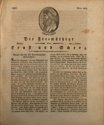 Der Freimüthige oder Ernst und Scherz (Der Freimüthige oder Unterhaltungsblatt für gebildete, unbefangene Leser) Montag 13. Oktober 1806