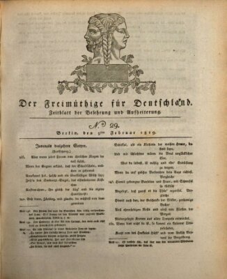 Der Freimüthige für Deutschland Dienstag 9. Februar 1819