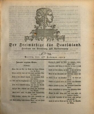 Der Freimüthige für Deutschland Samstag 13. Februar 1819