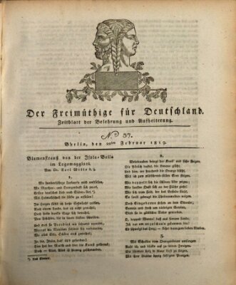 Der Freimüthige für Deutschland Samstag 20. Februar 1819