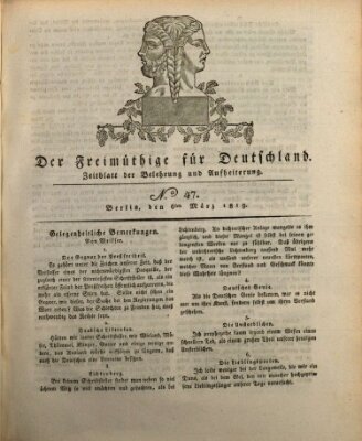 Der Freimüthige für Deutschland Samstag 6. März 1819