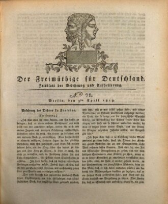 Der Freimüthige für Deutschland Freitag 9. April 1819