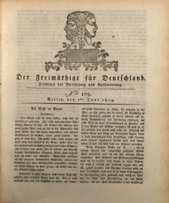 Der Freimüthige für Deutschland Dienstag 1. Juni 1819