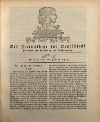 Der Freimüthige für Deutschland Mittwoch 2. Juni 1819