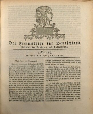 Der Freimüthige für Deutschland Dienstag 15. Juni 1819