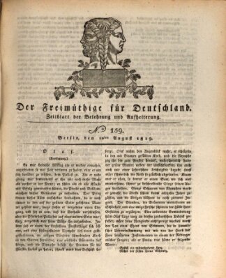 Der Freimüthige für Deutschland Dienstag 10. August 1819