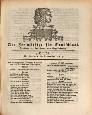 Der Freimüthige für Deutschland Montag 6. September 1819