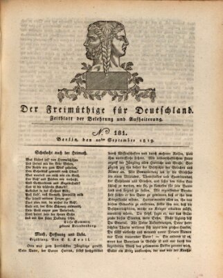 Der Freimüthige für Deutschland Freitag 10. September 1819