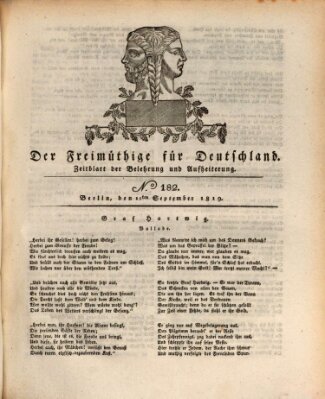 Der Freimüthige für Deutschland Samstag 11. September 1819