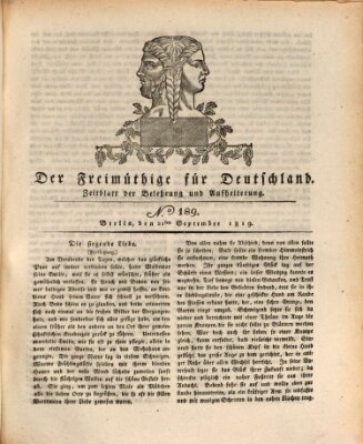 Der Freimüthige für Deutschland Dienstag 21. September 1819