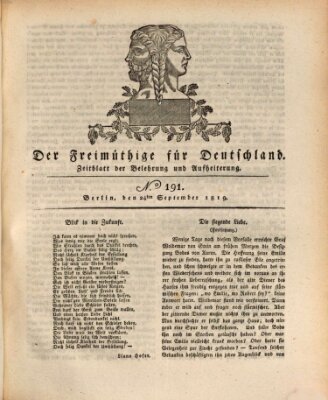 Der Freimüthige für Deutschland Freitag 24. September 1819